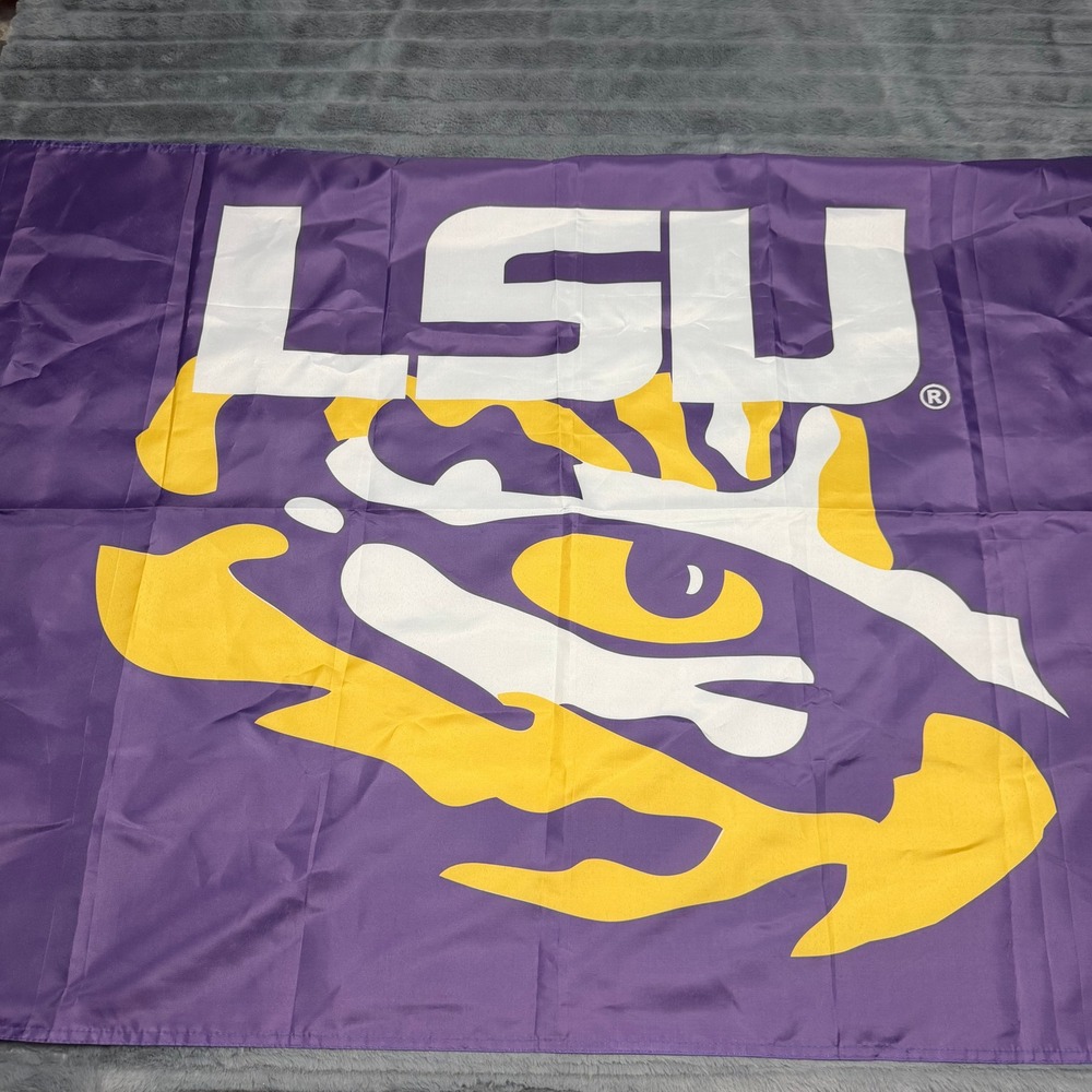 LSU Tigers Flag Mike the Tiger Eye Logo Purple Gold Banner 3x5 ft NCAA 13803